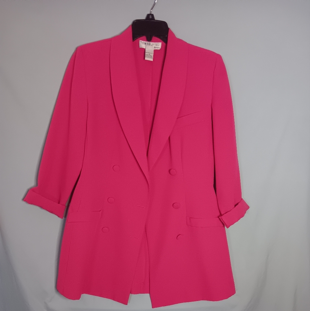 Vintage Tower Hill Collection Pink Blazer Shawl Collar Oversized